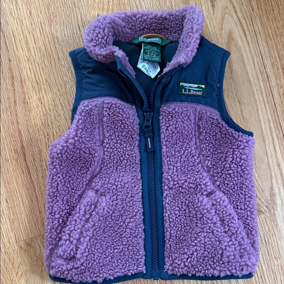 L.L. Bean Baby Purple and Navy Fleece/SherpaVest - Picture 1 of 3
